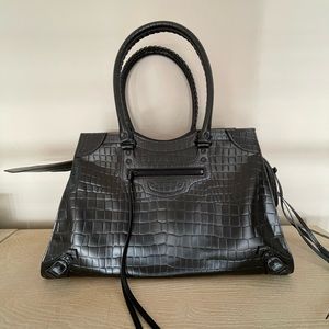 Balenciaga Top Handle Neo Classic Large Black Calfskin Leather Tote